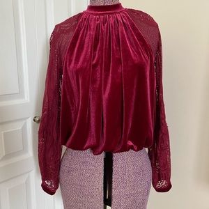 Free People Velvet & Lace Top